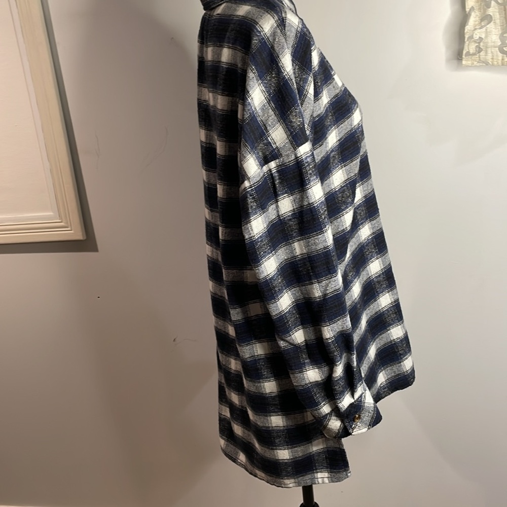 Ci Sonó Plaid Collection Shirts Womens L Plaid Button Up Long Sleeve Blue/White - Picture 6 of 13